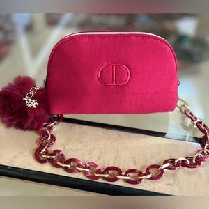 Brand New! Dior Cosmetic Pouch to Clutch Bag Purse With Chain
